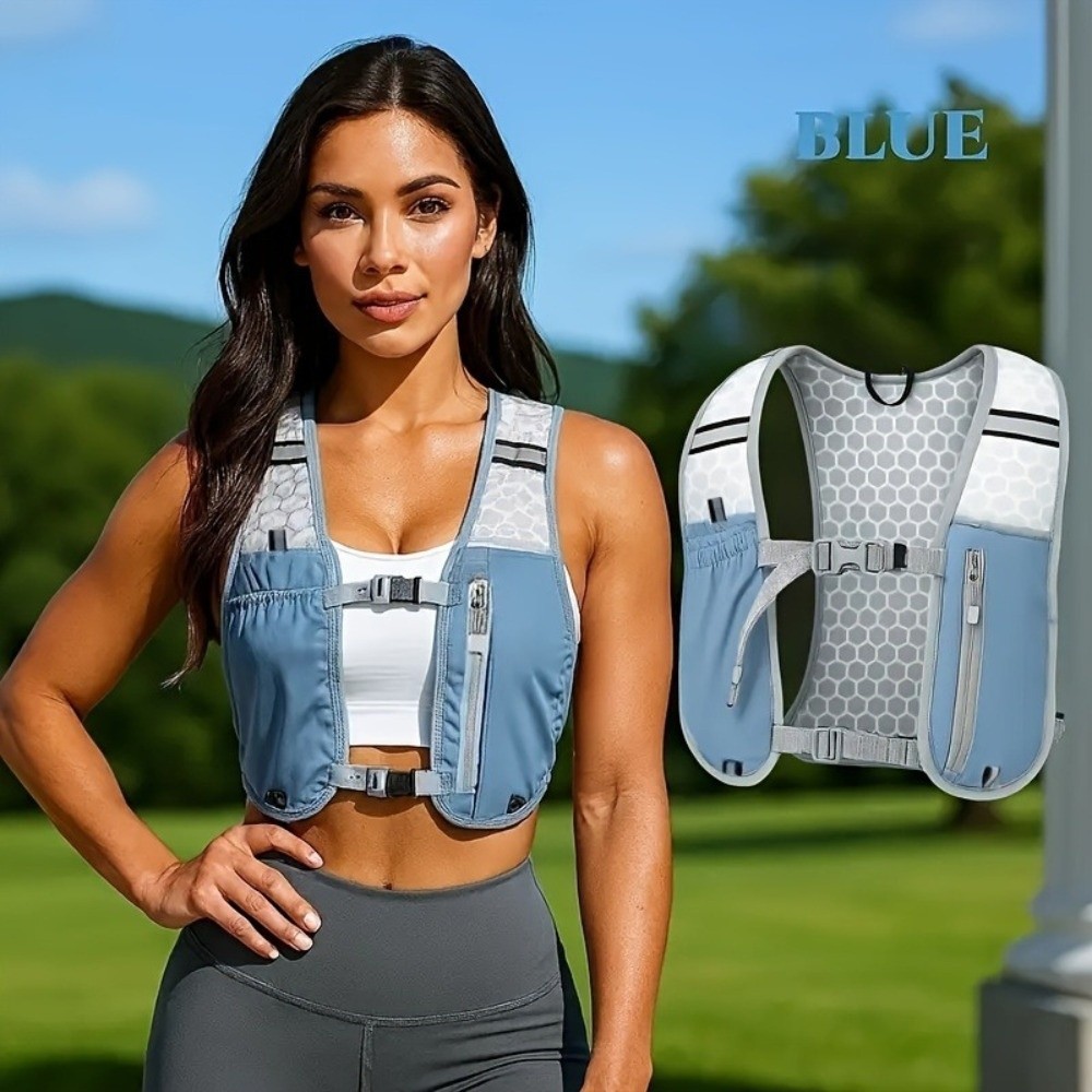 Reflective Cycling Vest - 防水ナイロン製ランニングウォーターボトル収納ベスト、軽量、携帯電話ホルダー付き、反射材付きランニングベスト、アウトドアサイクリングベスト