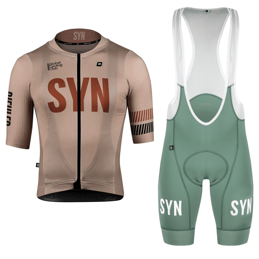 Cycling Gear Brands - メンズ半袖サイクリングジャージとビブショーツ,高品質の柔らかい生地,耐衝撃性のシートパッド,茶色のサイクリングウェア