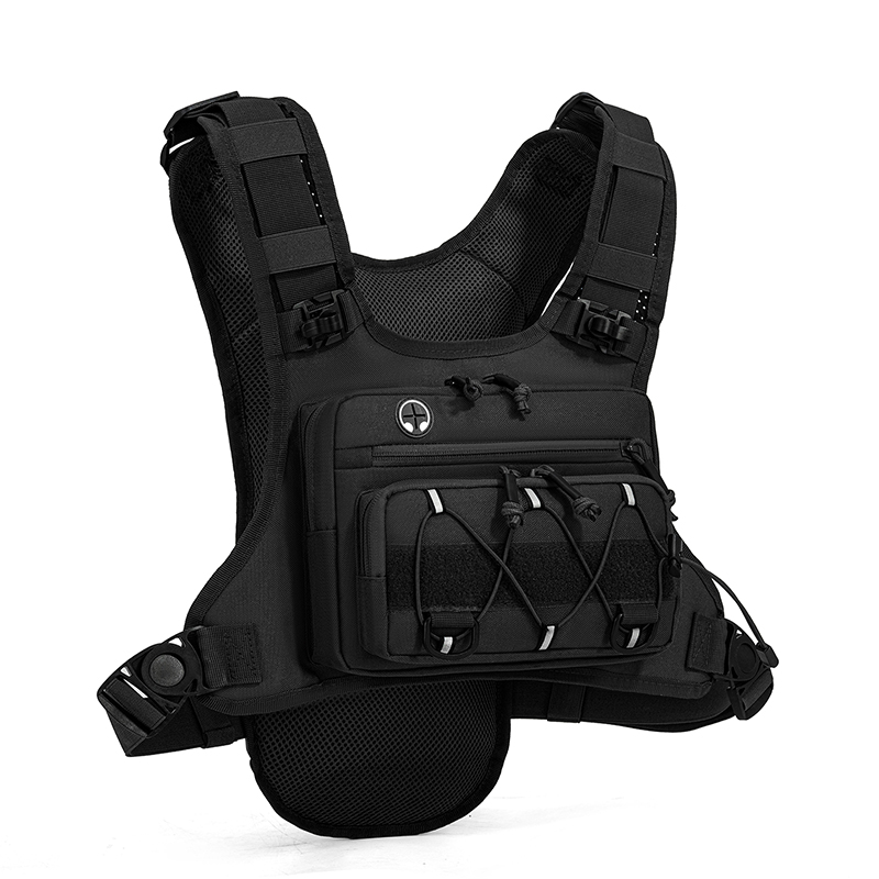 Reflective Cycling Vest - タクティカルバッグ フロントチェストリグベスト バックパック キャンプ、ハンティング、ランニング、サイクリング用 反射素材付き トラベル