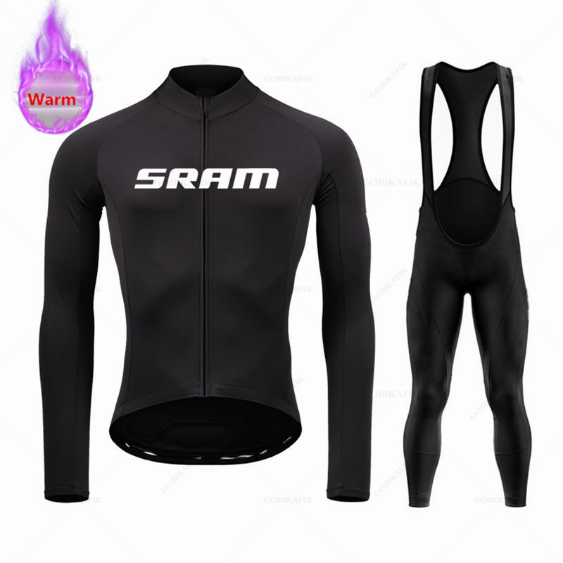 Cycling Gear Brands - Sramチーム-サーマルフリースサイクリングウェアセット,マウンテンバイクユニフォーム,ビブパンツ,冬