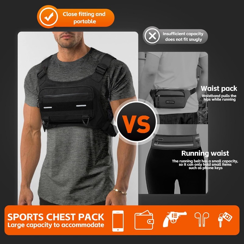 男性用の多機能タクティカルベストバッグ,調節可能なチェストバ - Cycling Gear Vest のレビューと価格