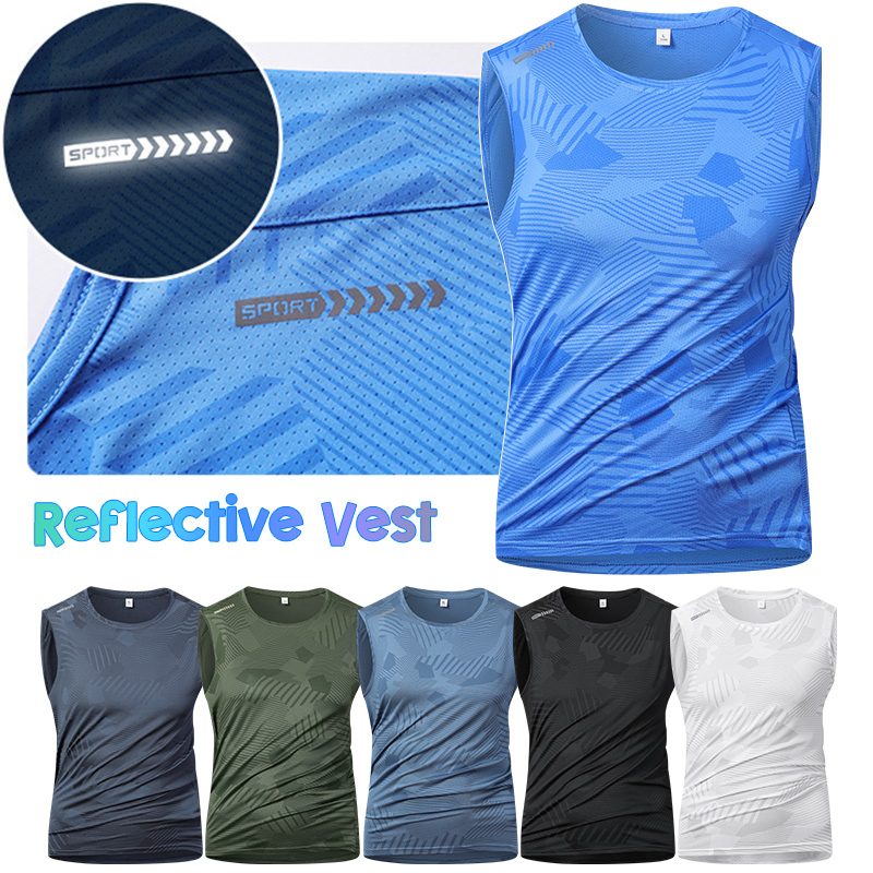 男ランニング反射ベスト夏通気性アイスシルクフィットネススポー - Reflective Cycling Vest のレビューと価格