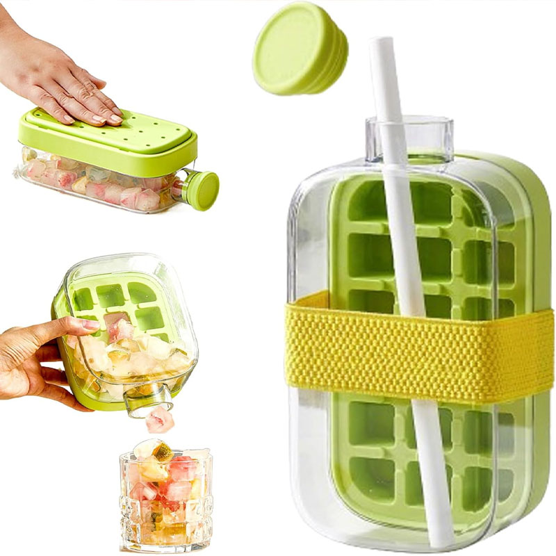 2in1プレス式冷却カップウォーターボトル、アイスモールド付 - Water Bottle Holder のレビューと価格